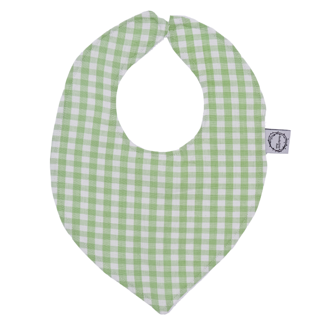 Minty Gingham Dribble Bib