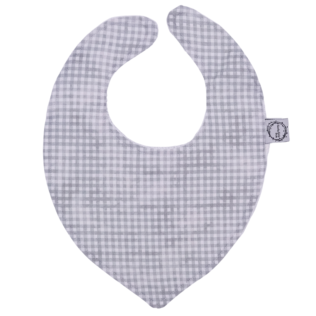 Grey Gingham Dribble Bib