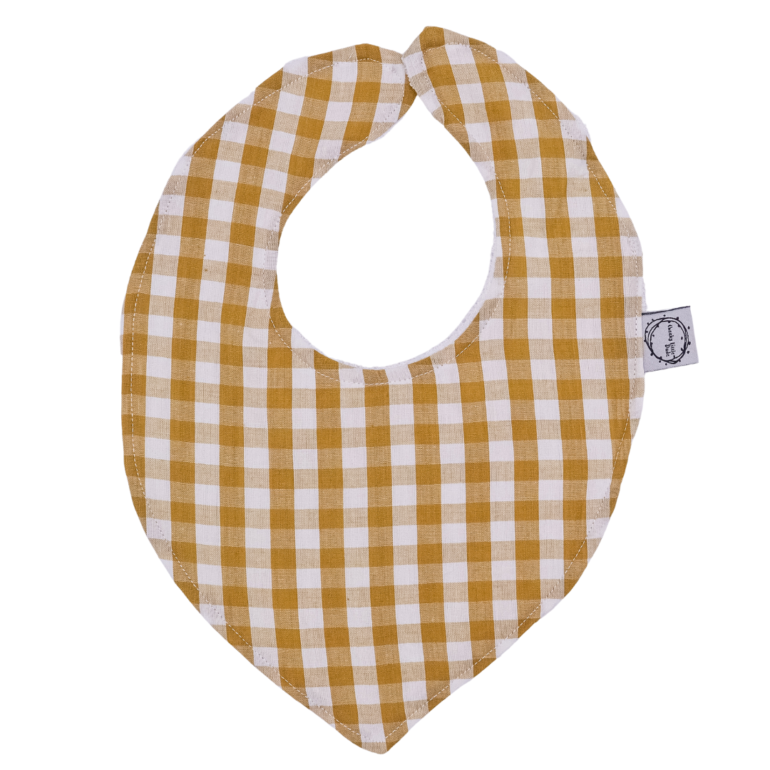 Mustard Gingham Dribble Bib