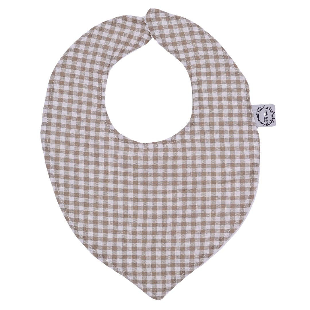 Beige Gingham Dribble Bib