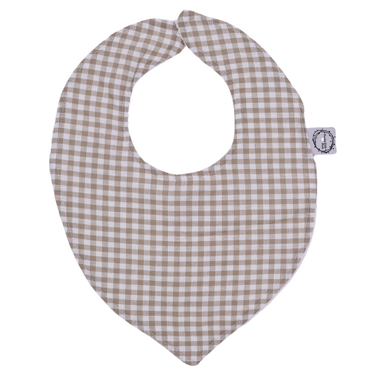 Beige Gingham Dribble Bib