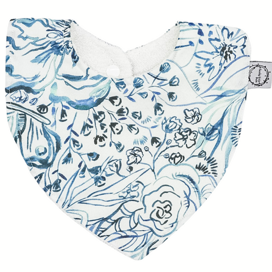 Blue Floral Dribble Bib